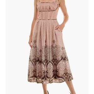 Socialite Dusty Rose and Brown Printed Midi Dress